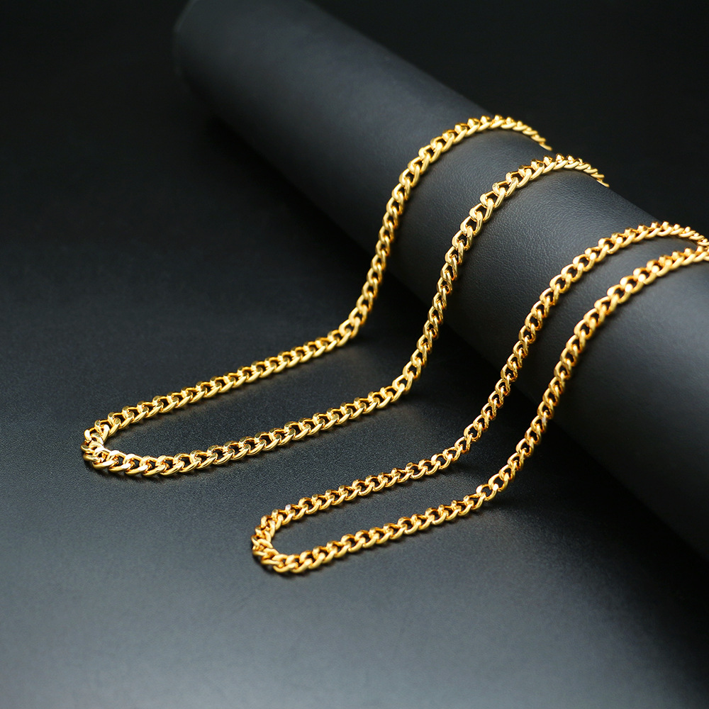 Hip Hop Shiny 18K Real Gold Plated Cuba Rope Snake Chain Necklace for Men Women Gift Fashion Jewelry Accessories