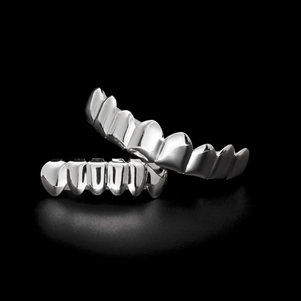 Hip Hop Gold Teeth Grillz Top & Bottom Grills Dental Mouth Punk Teeth Caps Cosplay Party Tooth Rapper Jewelry Gift XHYT1001