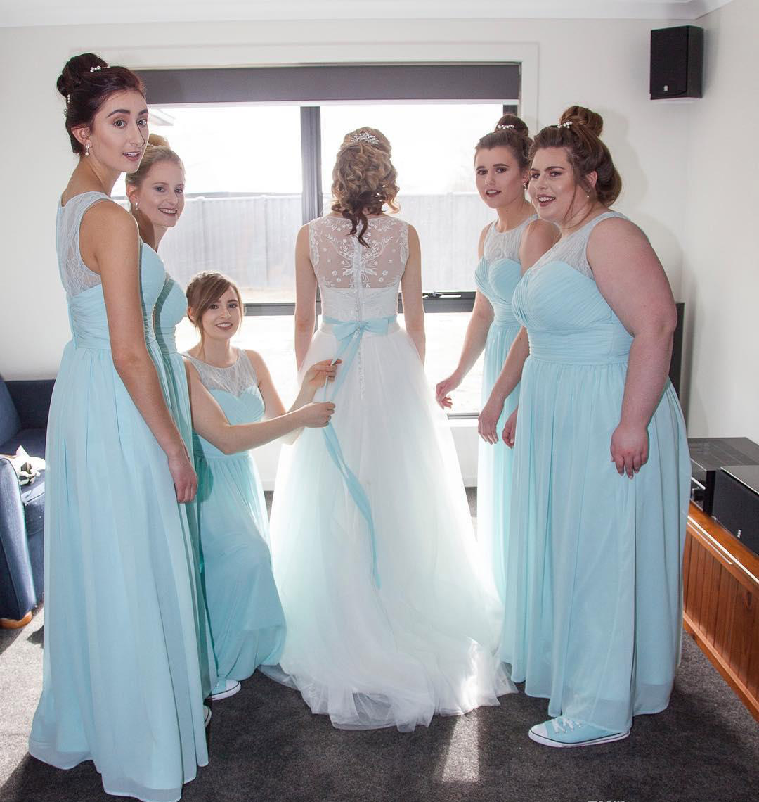 2019 Bridesmaid Dresses Mint Green Bohemian Summer Country Garden Formal Wedding Party Guest Maid of Honor Gowns Plus Size Custom Made