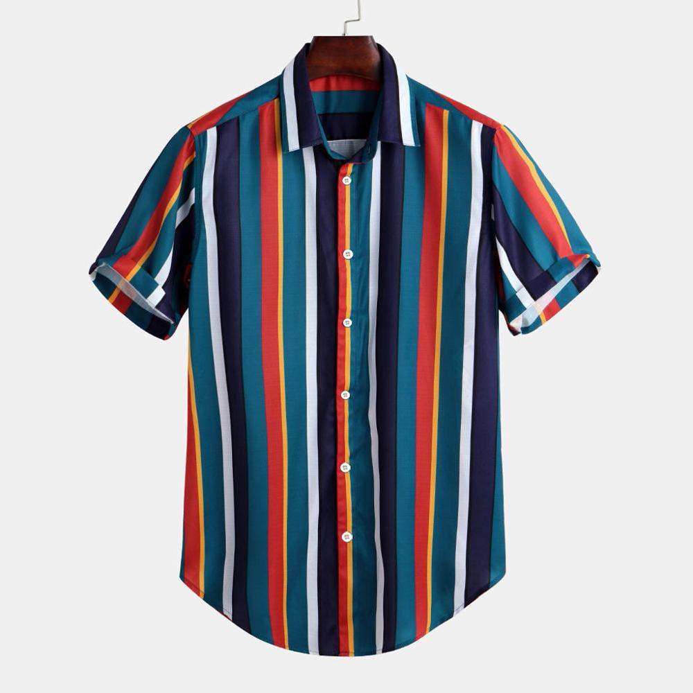 Mens Hawaiian Shirts Men's Breathable Stripe Summer Short Sleeve Loose Buttons Casual Shirt Blouse Camisa Masculina Plus size, As picture
Mens Hawaiian Shirts Men's Breathable Stripe Summer Short Sleeve Loose Buttons Casual Shirt Blouse Camisa Masculina Plus size, As picture