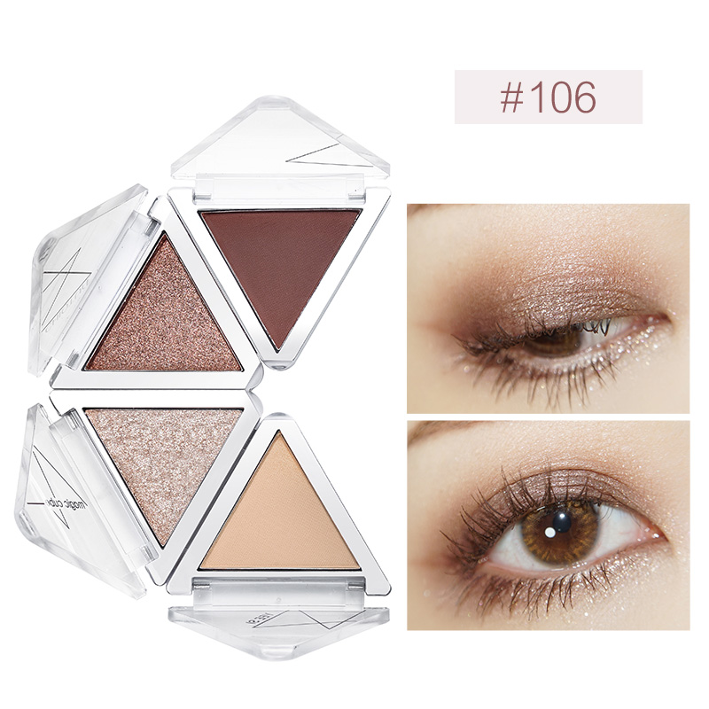 CHIOTURE 4 Colors Eyeshadow Palette Makeup Cosmetics Glitter Metallic Nude Green Orange Soft Professional Mini Shadow Kit