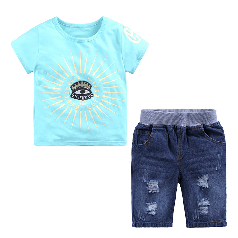 Boy Short Sleeve Round Neck Cotton T-shirt +Short Jeans Pant Two Pieces Kids Summer Short tops and Trousers Set KD 043, As picture
Boy Short Sleeve Round Neck Cotton T-shirt +Short Jeans Pant Two Pieces Kids Summer Short tops and Trousers Set KD 043, As picture