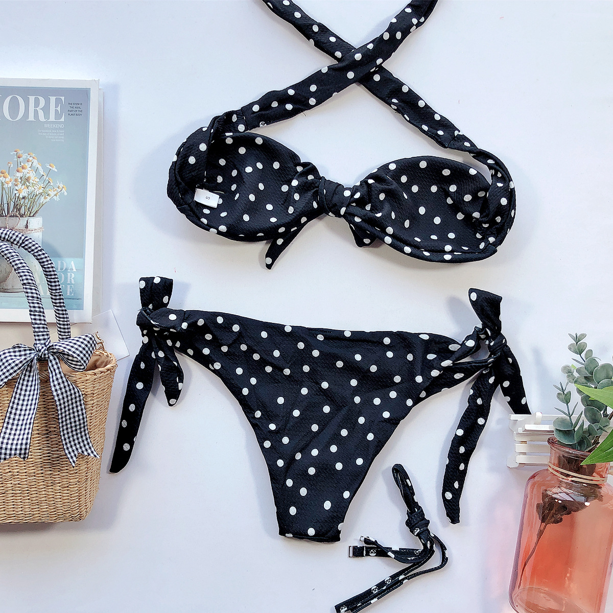Bikinis Women Sexy swimsuit swimwear women Dot Printed Bikini 2020 Set Push-Up Padded Bow Swimsuit Beachwear