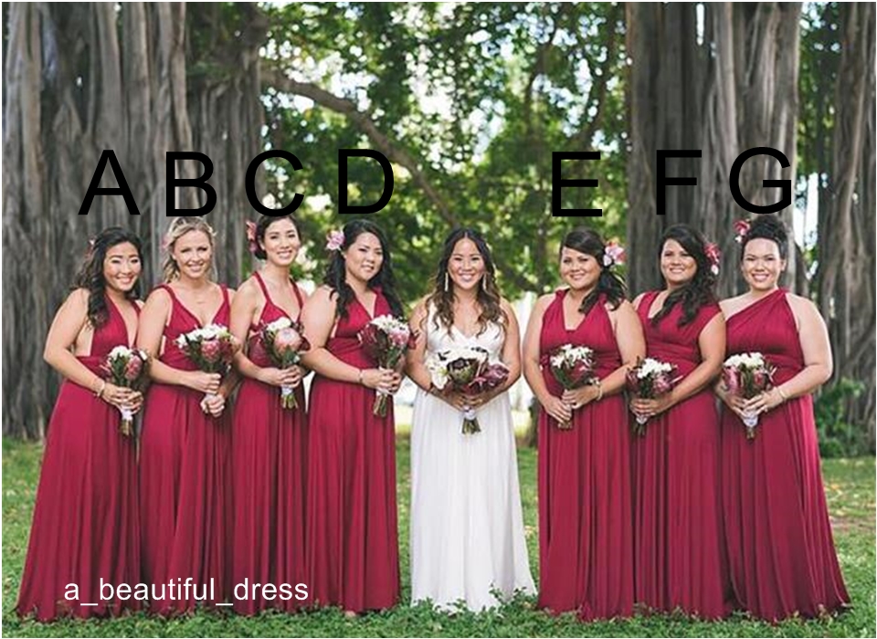Red A-Line Bridesmaid Dress Chiffion Mismatched Formal Dress Sleeveless Long Bridesmaid Dresses Plus Size Custom Made Formal Dresses