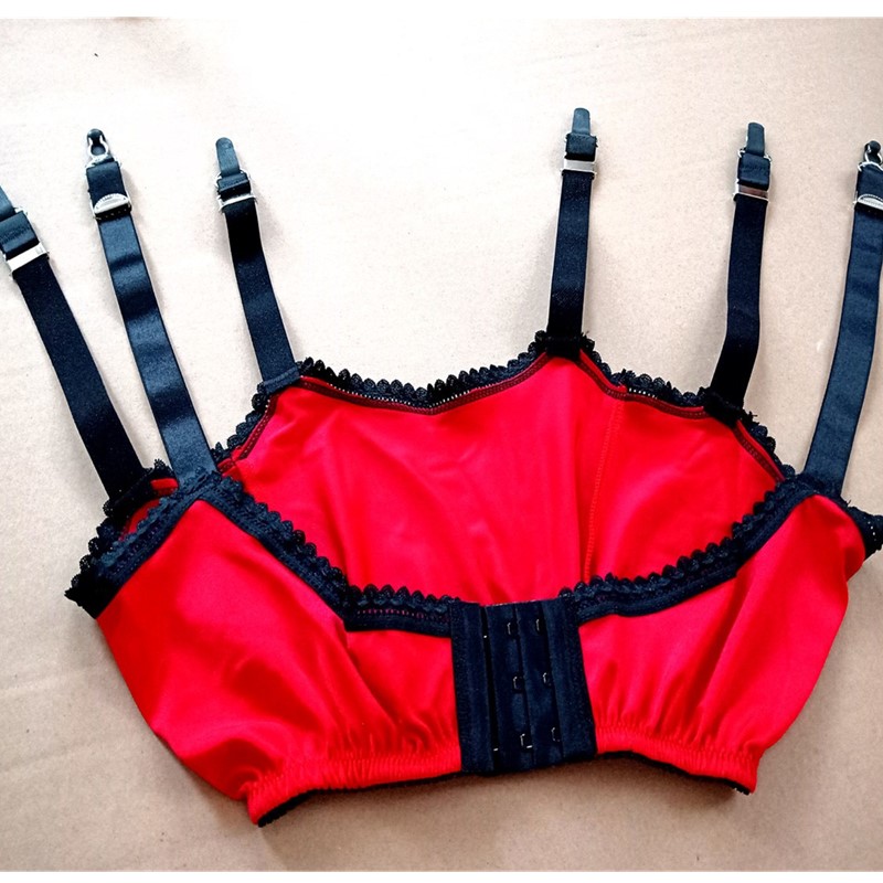 No Bows 6-Metal Buckles Straps Garter Belt Women Sexy Lace Hem Lingerie Suspender Elastic Belt Pants S-XXL (No stockings ) Black Red White