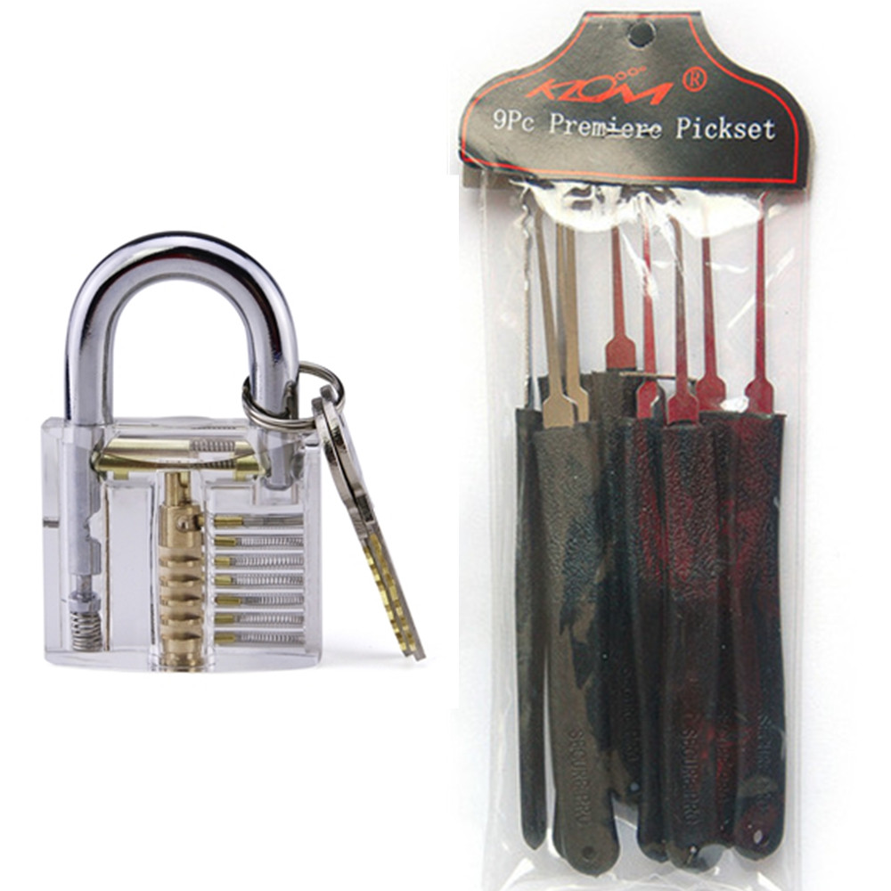 Transparent Professional Cutaway 7 pins Padlock with KLOM 9 pcs locksmith lock picks tools
Transparent Professional Cutaway 7 pins Padlock with KLOM 9 pcs locksmith lock picks tools