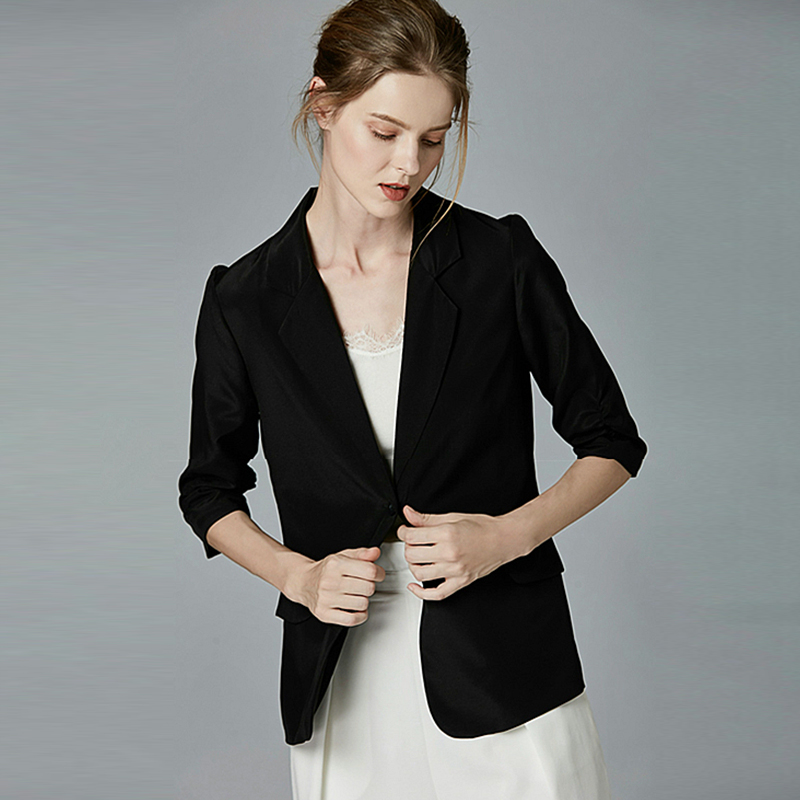 High Quality Blazers Women Suit 100% Silk Fabric Simple Design Three-quarter Sleeve Single Button 2 Colors Suit New Fashion 2018, Black
High Quality Blazers Women Suit 100% Silk Fabric Simple Design Three-quarter Sleeve Single Button 2 Colors Suit New Fashion 2018, Black