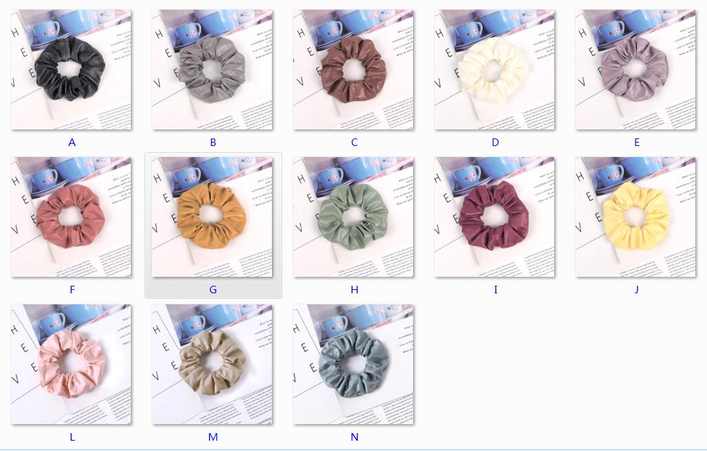 Scrunchie Women Girls Elastic Hair Rubber Bands Accessories Gum For Kids Leather PU Hair Tie Ring Rope Ponytail Holder 0903A