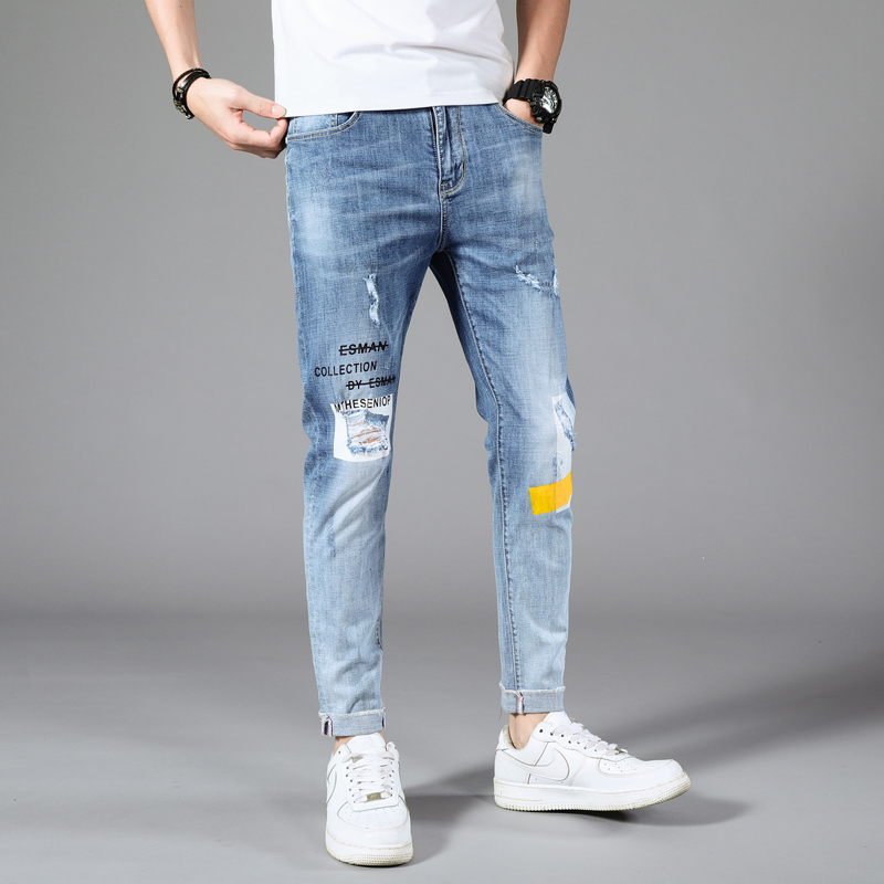 Jeans Casual Pants Autumn Sweatpants Streetwear Male Trousers Hole Skinny Denim Jeans For Men Slim Designer Straight, As picture
Jeans Casual Pants Autumn Sweatpants Streetwear Male Trousers Hole Skinny Denim Jeans For Men Slim Designer Straight, As picture