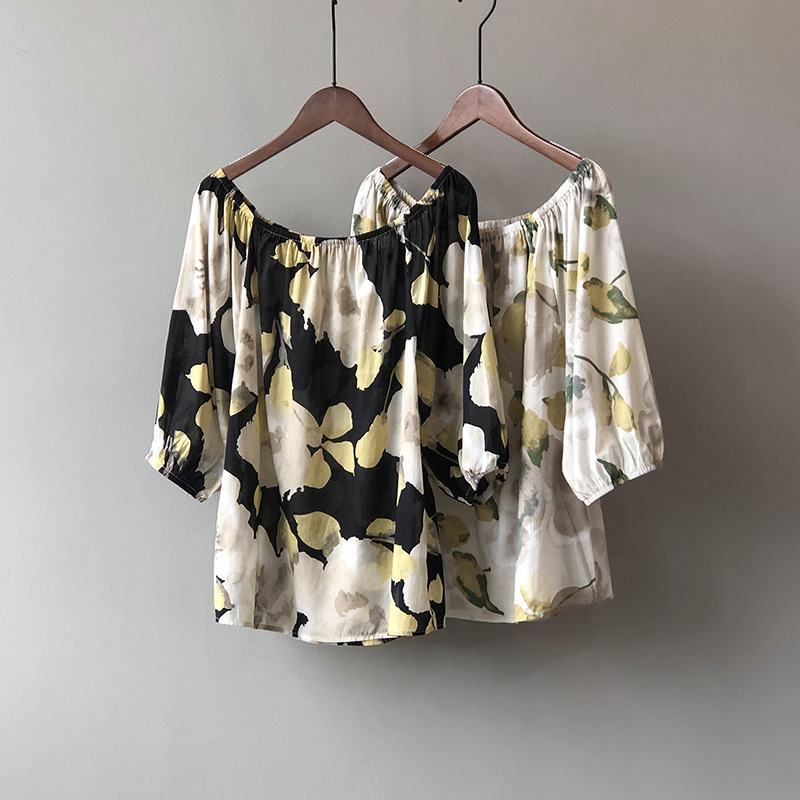 Boat Neck Blouses Women Strapless Tops Summer 2020 Printed Short Sleeve Pullover Off-the-shoulder Blouse Bohemia Female Clothes, Black printed
Boat Neck Blouses Women Strapless Tops Summer 2020 Printed Short Sleeve Pullover Off-the-shoulder Blouse Bohemia Female Clothes, Black printed