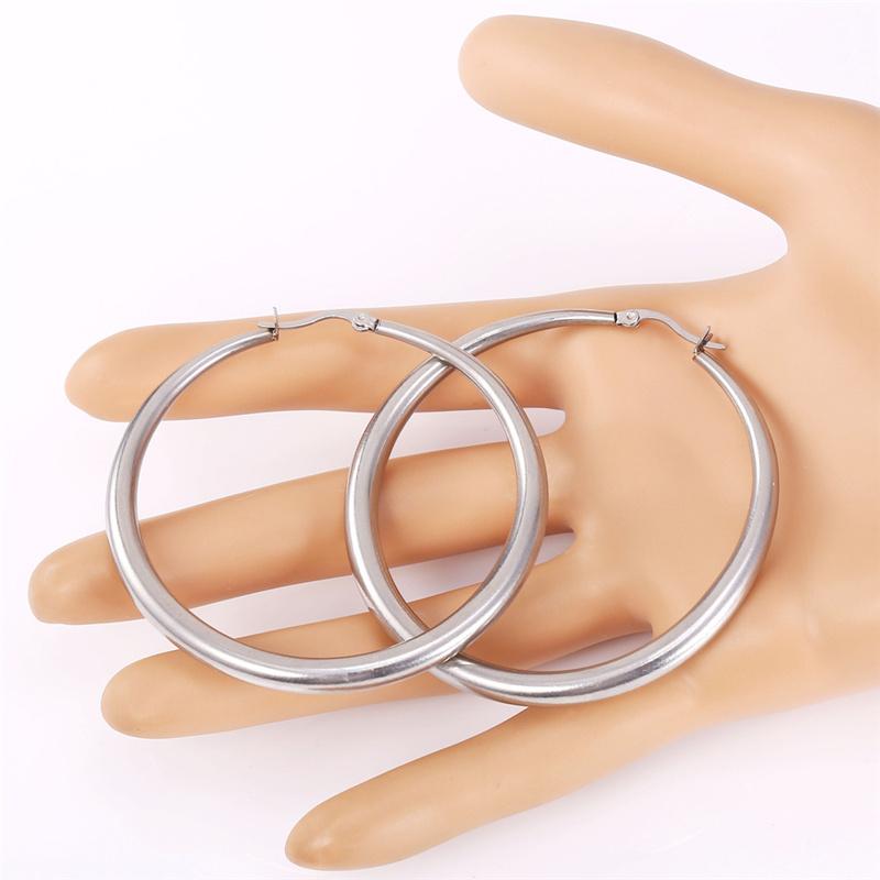 Big Earrings New Trendy Stainless Steel18K Real Gold Plated Fashion Jewelry Round Large Size Hoop Earrings for Women9984817