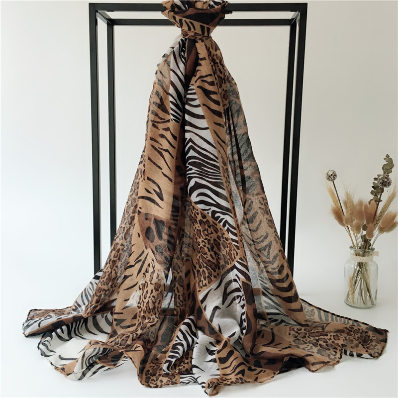 New Design leopard Long scarf women scarves voile animals print Cotton loop Scarf ring woman Shawls