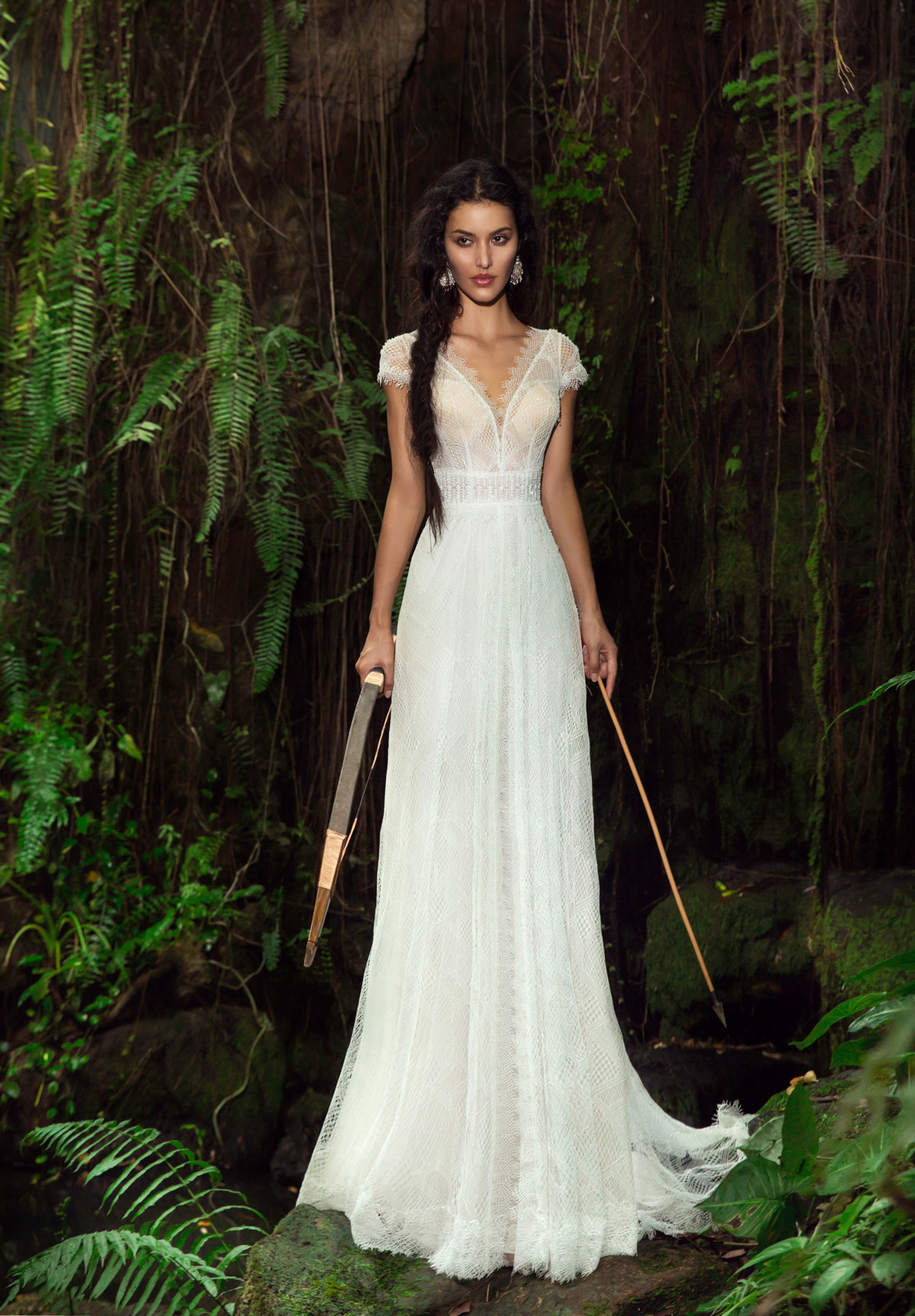 bohemia full lace wedding dresses a line v neck short sleeve boho bridal gowns robe de marie