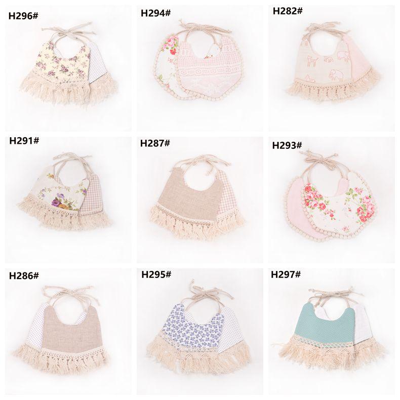 INS Cartoon ral Geometry Animal Print Infant Bandana Burp Cloths Baby Cotton Double Layer Tassel Bibs CCA11266 30pcs