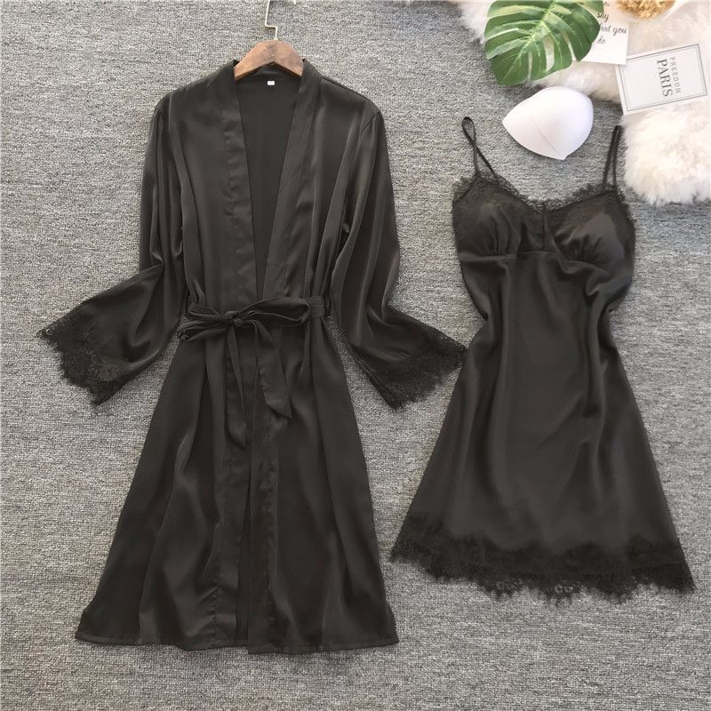 Female Sexy Bra Pajamas Silk Bathrobes Dress Nightgown Set Women Two Piece Nightdress Lace Robes Homewear Clothing
Female Sexy Bra Pajamas Silk Bathrobes Dress Nightgown Set Women Two Piece Nightdress Lace Robes Homewear Clothing