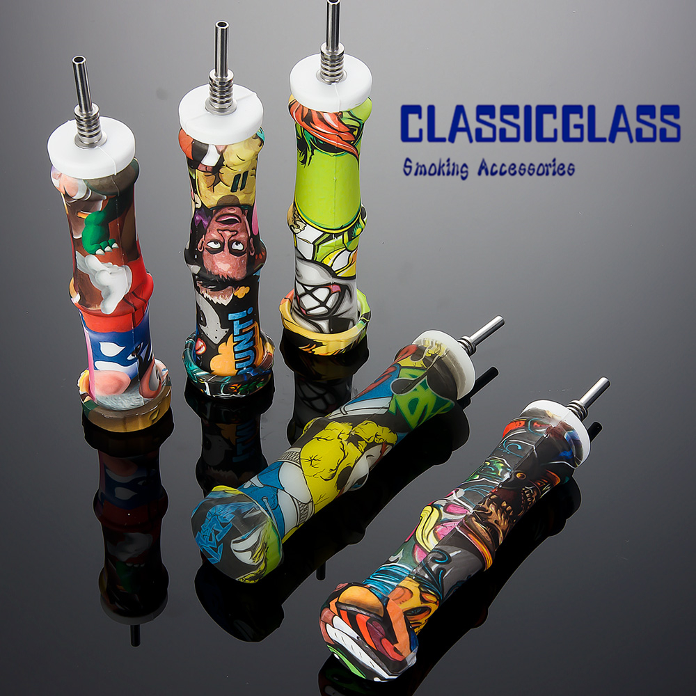 DHL Silicone NC kit with Stainless Steel Tip Bamboo silicone pipe Glass Bongs For Oil Rigs
DHL Silicone NC kit with Stainless Steel Tip Bamboo silicone pipe Glass Bongs For Oil Rigs