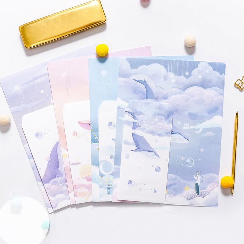 3PCS Envelope + 6PCS Letter Paper Colorful Vintage Whale illustration Pattern Gift Party Wedding Message Card Stationery 03257
3PCS Envelope + 6PCS Letter Paper Colorful Vintage Whale illustration Pattern Gift Party Wedding Message Card Stationery 03257