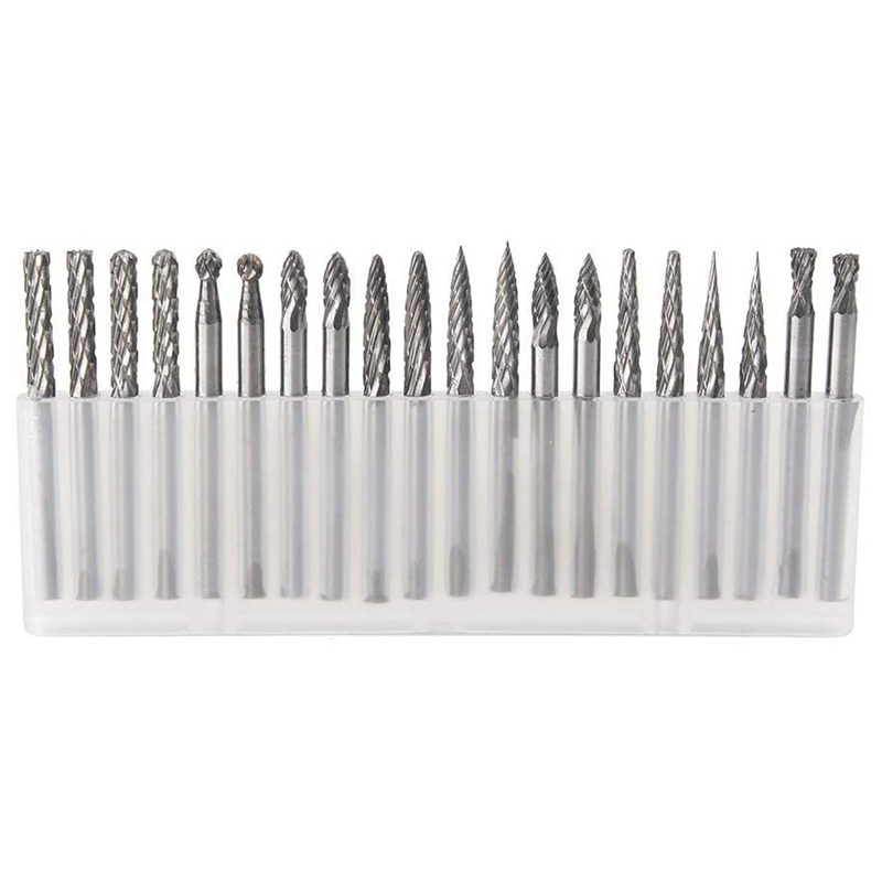 20Pcs/Set 1/8 Inch (m) Shank Solid Cemented Carbide Rotary Burr Set for Drilling Carving Engraving Metals Wood
20Pcs/Set 1/8 Inch (m) Shank Solid Cemented Carbide Rotary Burr Set for Drilling Carving Engraving Metals Wood