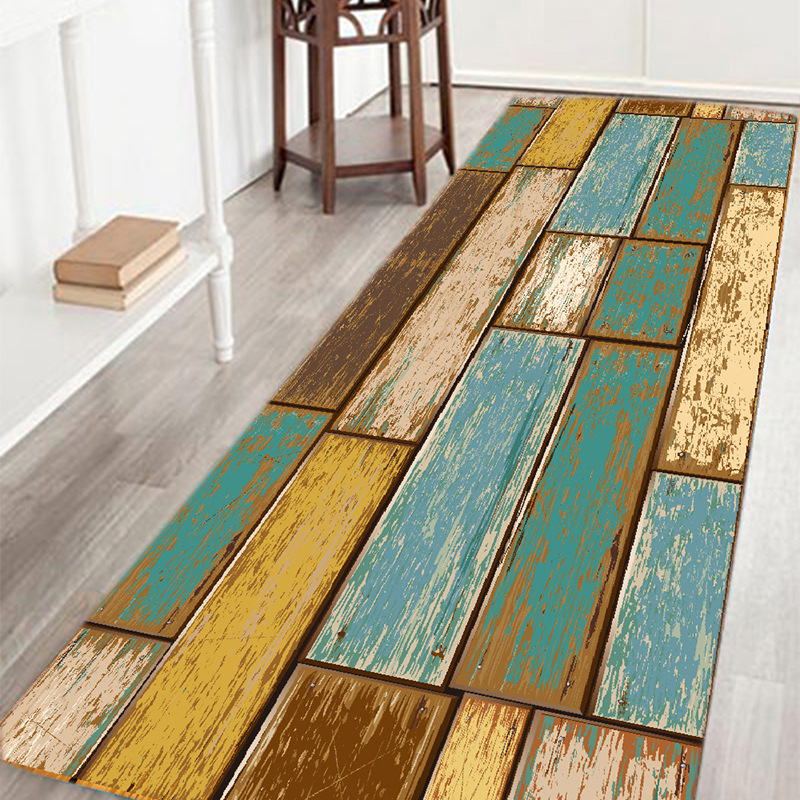 

3D Green Wood Grain Printed Door Mats Area Rug for Living Room Hallway Mats Non-slip Bedroom Kitchen Runner Rugs Bathroom, As pic