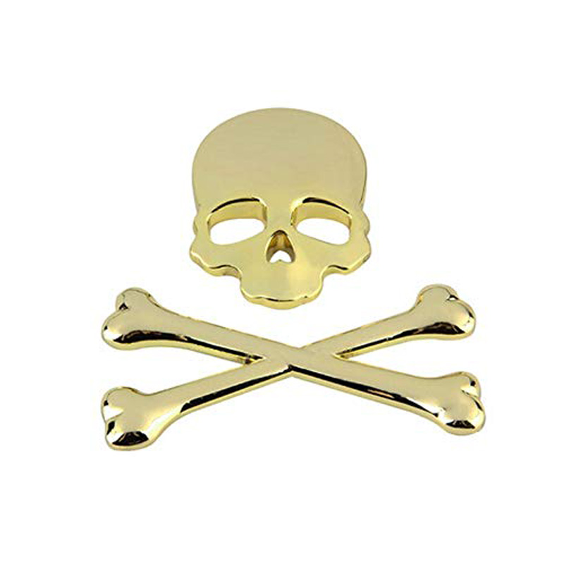 3D Skull Metal Skeleton Crossbones Car Sticker Skull Emblem Badge car styling Stickers Motor Accessories-Gold Black Silver Color