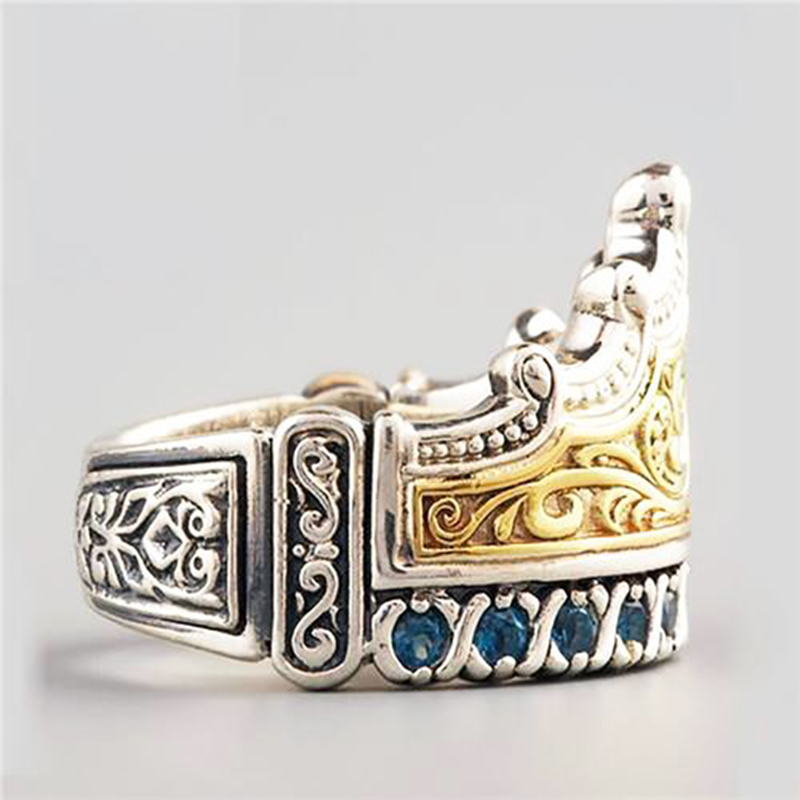 Vintage Yellow Gold Crown Ring Jewelry Rings for Men Women Wedding Party King Ring Bague Masculine Anillos Mujer Z5C123