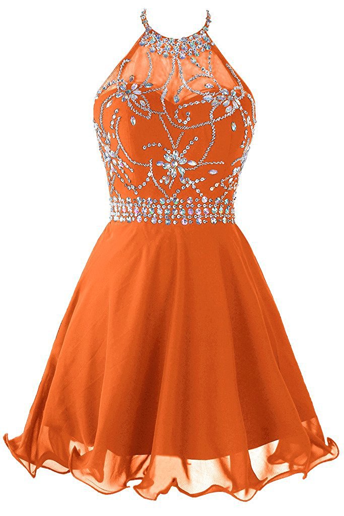 2019 Elegant Scoop Short Chiffon Homecoming Dress Beaded Appliques Prom Graduation Gown Mini Cocktail Party Gown QC1414