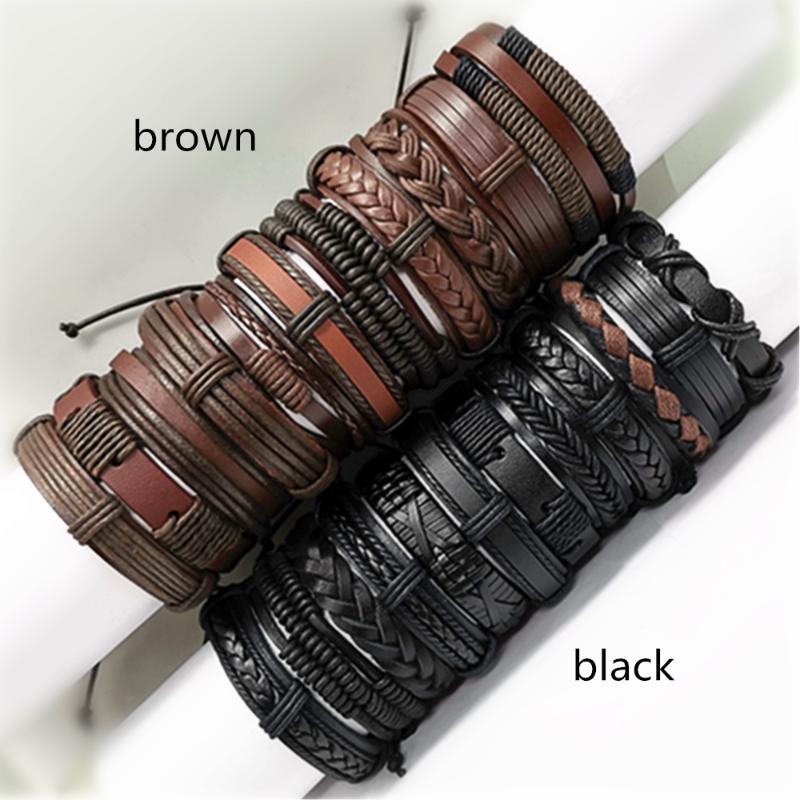 Black Bracelets 10pcs/set Brown Men Bracelets Wristband Fashion Rope Wrap Bangle Real Leather Women Jewelry Wholesale
Black Bracelets 10pcs/set Brown Men Bracelets Wristband Fashion Rope Wrap Bangle Real Leather Women Jewelry Wholesale