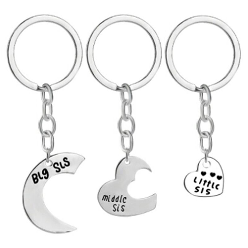 3pcs Big Sis Middle Sis Little Love Heart Silver Alloy Charm Pendant Keychain Set Family Jewelry Gift,Silver
3pcs Big Sis Middle Sis Little Love Heart Silver Alloy Charm Pendant Keychain Set Family Jewelry Gift,Silver