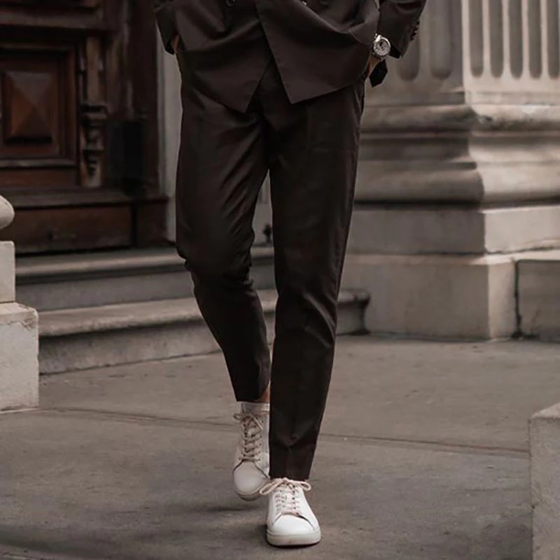 2020 Spring Fashion Groom Wear Double Breasted Peaked Lapel Mens Business Formal Prom Tuxedos Best Man Blazer Suit 2 Pieces (Jacket+Pants)