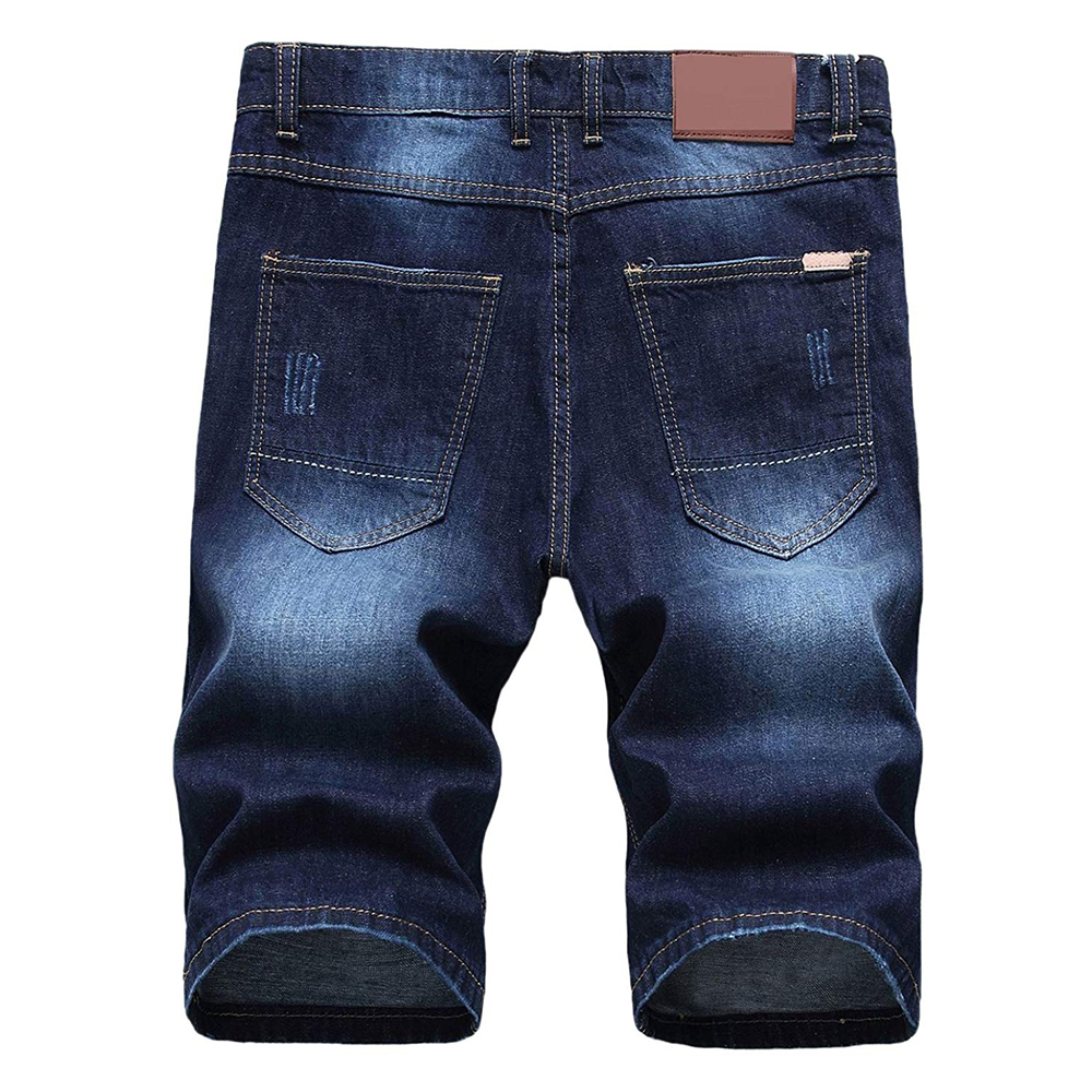 Denim Shorts for Men Jeans Summer Vintage Washed Ripped Distressed Straight Fit Knee Length Casual Jeans Shorts