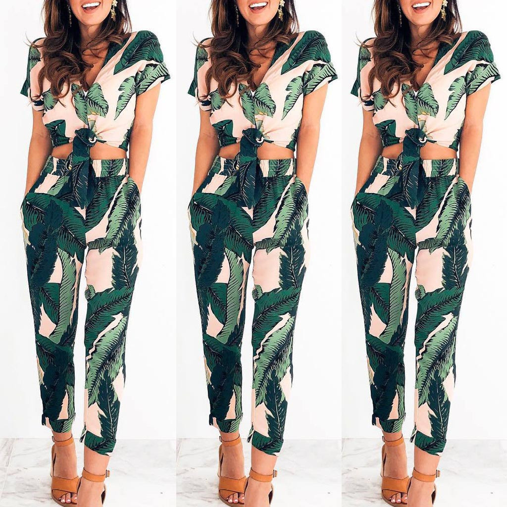 New Clothes 2019 Womens Leaves Print V-neck Halter Sleeveless Ruffled One-piece Trousers Jumpsuit Drop Shipping, Green
New Clothes 2019 Womens Leaves Print V-neck Halter Sleeveless Ruffled One-piece Trousers Jumpsuit Drop Shipping, Green