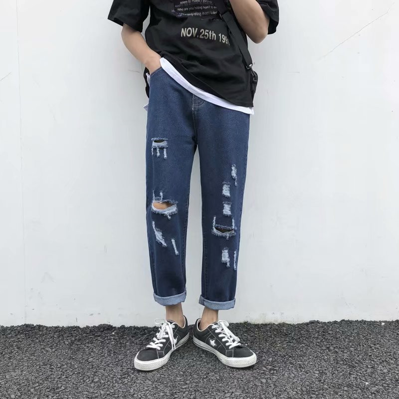 Januarysnow Super Hot Jeans Men' Summer Trend Casual Cropped Pants Youth Korean Loose Straight Pants, Blue
Januarysnow Super Hot Jeans Men' Summer Trend Casual Cropped Pants Youth Korean Loose Straight Pants, Blue