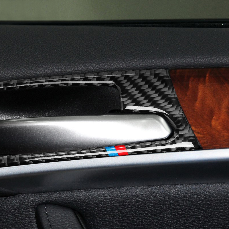 Carbon Fiber Car Interior Door Handle Cover Trim Door Bowl Stickers decoration for BMW E70 E71 X5 X6 2008-2013 2014 accessories