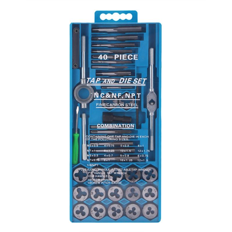 40pcs Tap Die Set M3-M12 Screw Thread Metric Wrench DIY Kit Wrench Screw Threading Hand Tools Alloy Metal With Bag
40pcs Tap Die Set M3-M12 Screw Thread Metric Wrench DIY Kit Wrench Screw Threading Hand Tools Alloy Metal With Bag