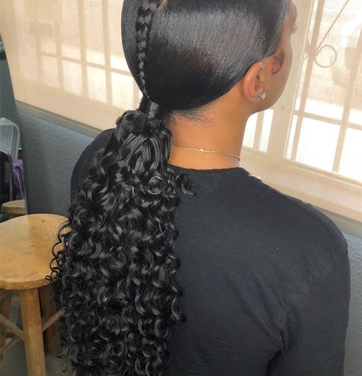 Ponytail Human Hair Drawstring Ponytail Extensions curly Tail Postiche Queue De Cheval En Cheveux Humains 120G Factory Outlet