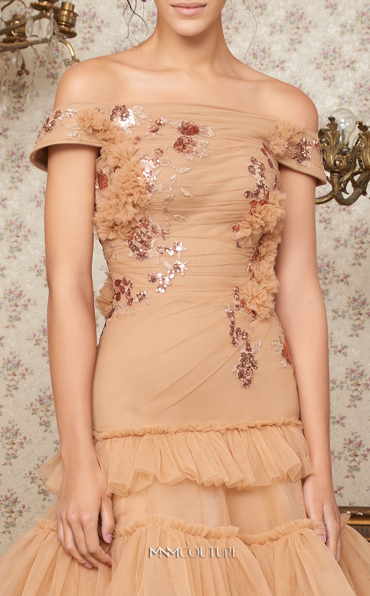 Elegent Customized Mermaid Evening Dresses Off Shoulder Short Sleeve Prom Dress Tulle Lace Floor Length Tiers Sequins Formal Bridesmaid Gown