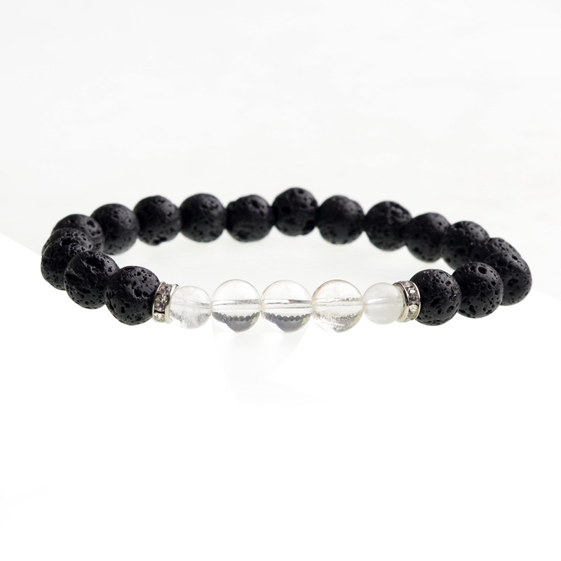 Lava beads men's and women's 8mm rock double beads yoga stretch fashion pop bracelet jewelry