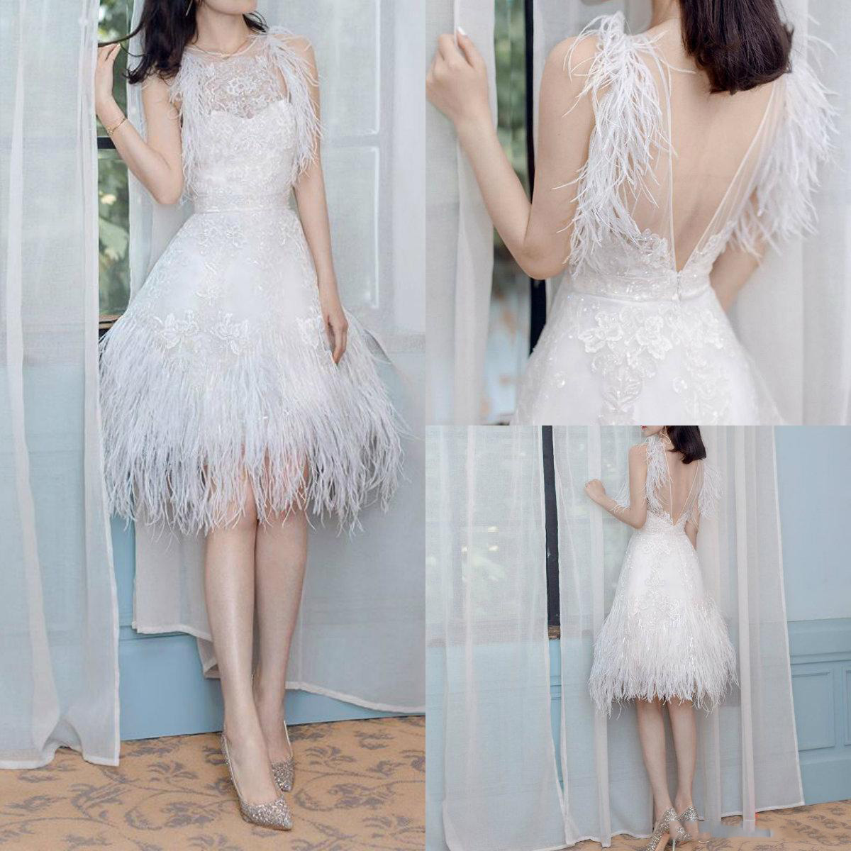 Plus Size Wedding Dress Knee Length Robes De MariéeJewel Neck Sleeveless Appliques Beads Feathers Tulle Modest A Line Wedding Dresses, Grape
Plus Size Wedding Dress Knee Length Robes De MariéeJewel Neck Sleeveless Appliques Beads Feathers Tulle Modest A Line Wedding Dresses, Grape