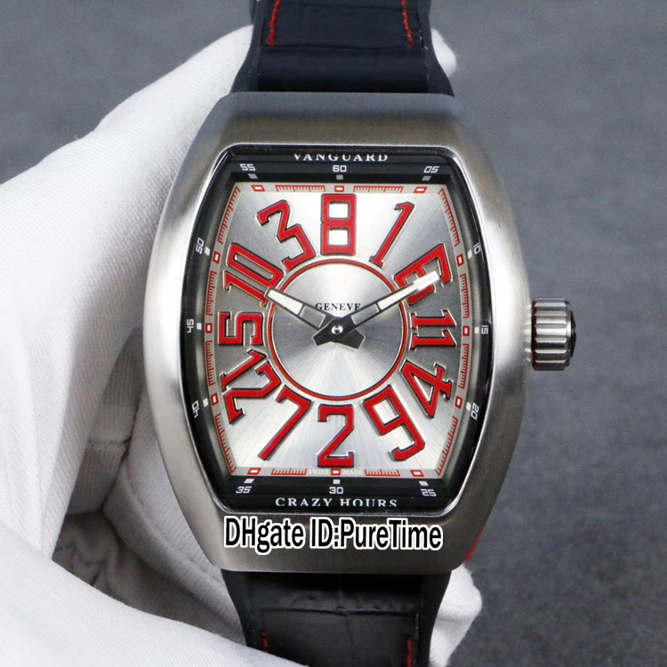New Crazy Hours 8880 Automatic Mens Watch Steel Case Black Inner Silver Dial Red Big Color Number Markers Red Rubber Leather Puretime E137b2, Customized waterproof service
New Crazy Hours 8880 Automatic Mens Watch Steel Case Black Inner Silver Dial Red Big Color Number Markers Red Rubber Leather Puretime E137b2, Customized waterproof service