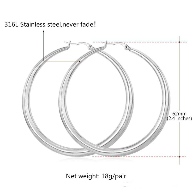 Big Earrings New Trendy Stainless Steel18K Real Gold Plated Fashion Jewelry Round Large Size Hoop Earrings for Women9984817