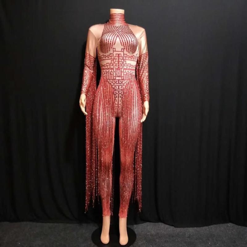 Sparkly red Rhinestones Jumpsuit Female Singer Stage Wear Long Tassel Bodysuit One-piece Costume Glisten Stones Stretch Outfit
Sparkly red Rhinestones Jumpsuit Female Singer Stage Wear Long Tassel Bodysuit One-piece Costume Glisten Stones Stretch Outfit