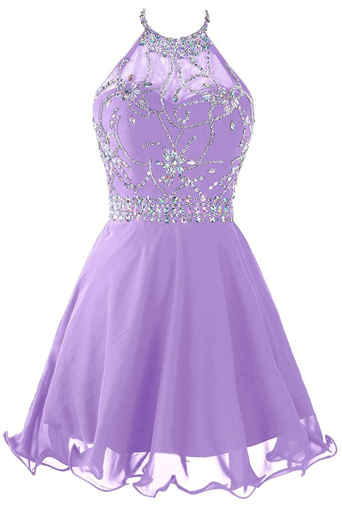 2019 Elegant Scoop Short Chiffon Homecoming Dress Beaded Appliques Prom Graduation Gown Mini Cocktail Party Gown QC1414