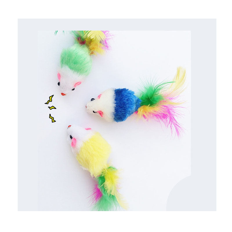 Colorful Feather Grit Small Mouse Cat Toy For Cat Feather Funny Playing Pet Cat Small Animals feather funny Toys Kitten Pet supplies