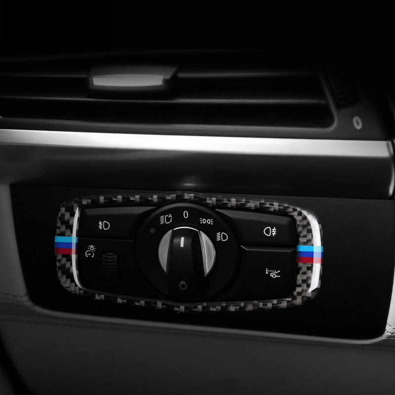 For BMW E70 E71 Interior Carbon Fiber Headlight Switch Buttons Frame Decoration Cover Trim Car Styling Stickers X5 X6 Auto Accessories
