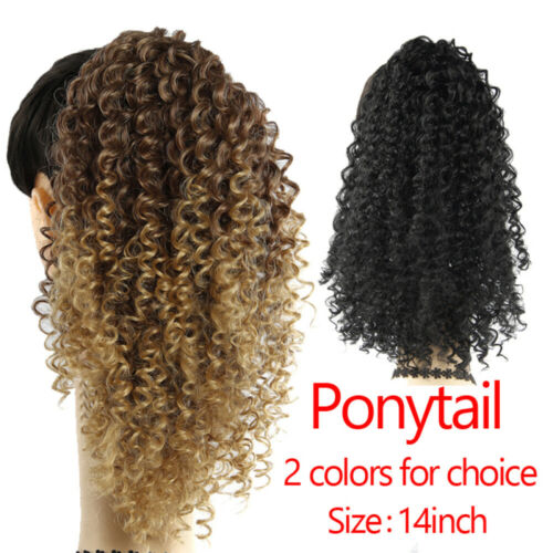 Brown Ombre blonde kinky wavy Curly Ponytail hair extension colored human hair pony tail hairpiece afro kinky #4/27