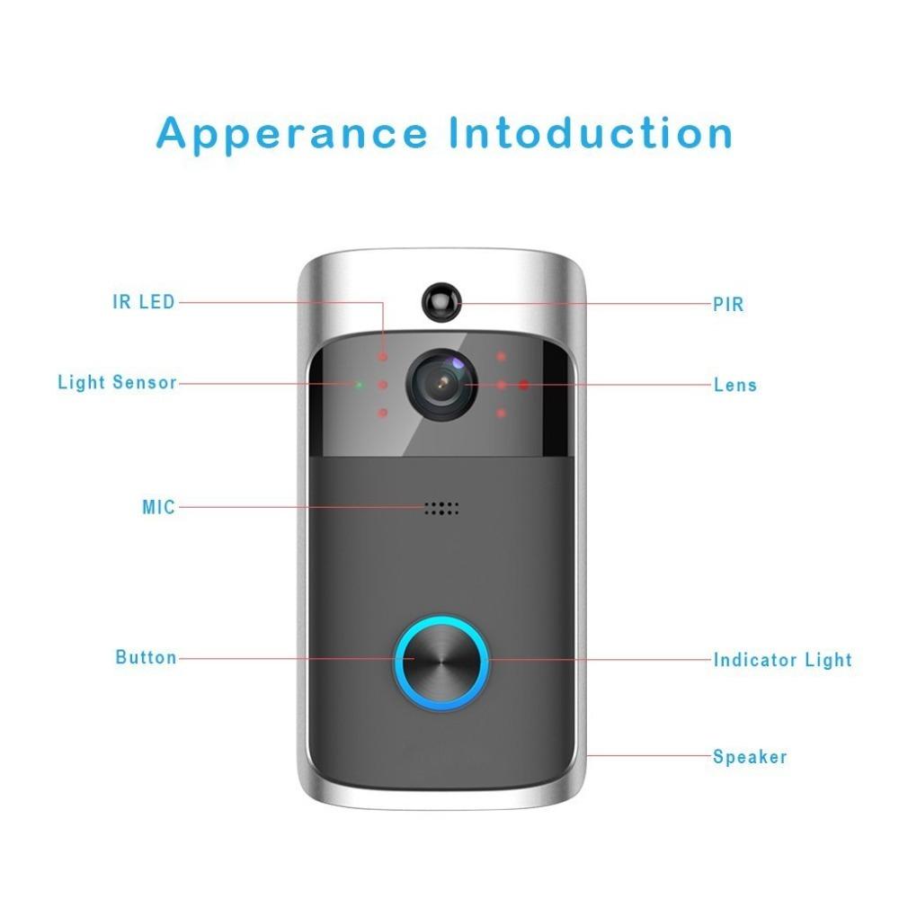 HD 720P WiFi Video Doorbell Camera IR Night Vision 3-Way Audio Battery Operation Door Phone Intercom