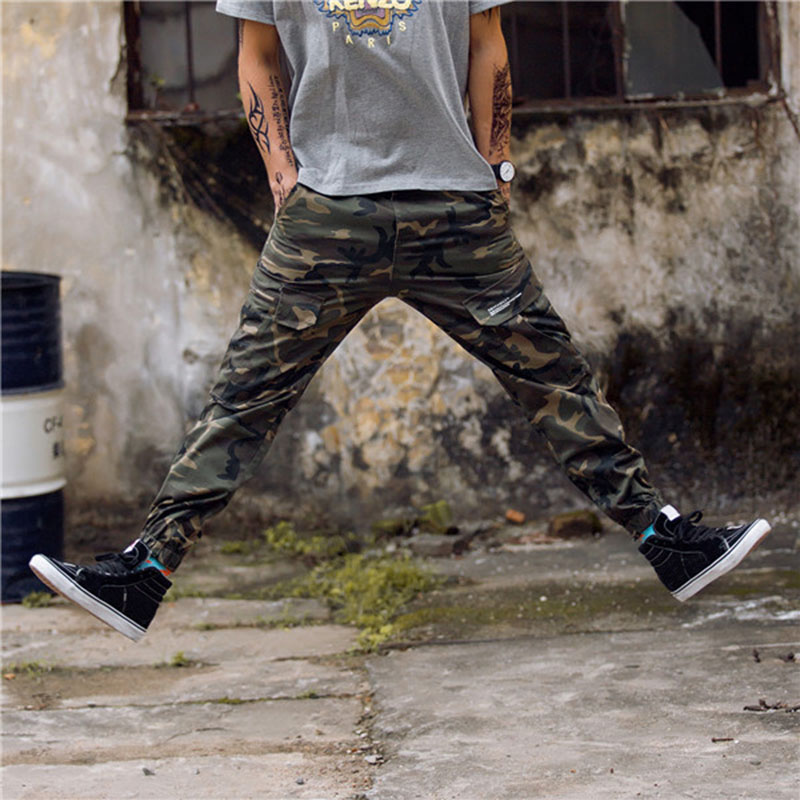 Jogger Pants For Men - Cotton Blend, Zipper Fly, Casual Sporty, Black & Camouflage