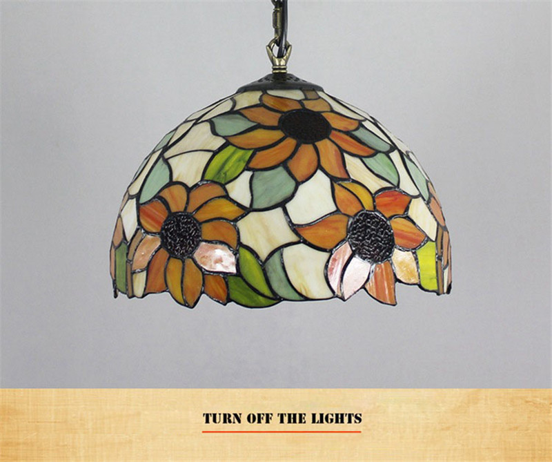 European creative sun flower glass chandelier Tiffany stained glass bar club pastoral retro restaurant art chandelier lamps TF021