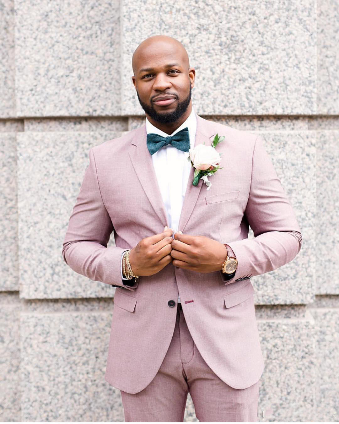 Pink Groom Suits Notched Lapel Best Man Wedding Two Pieces Suits Custom Made (Jacket+Pant) For Sale