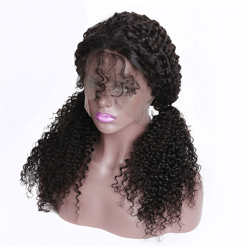 Brazilian Virgin 8-30Inch Lace Front Wigs Natural Color Afro Kinky Curly Human Wig With Baby Hair
